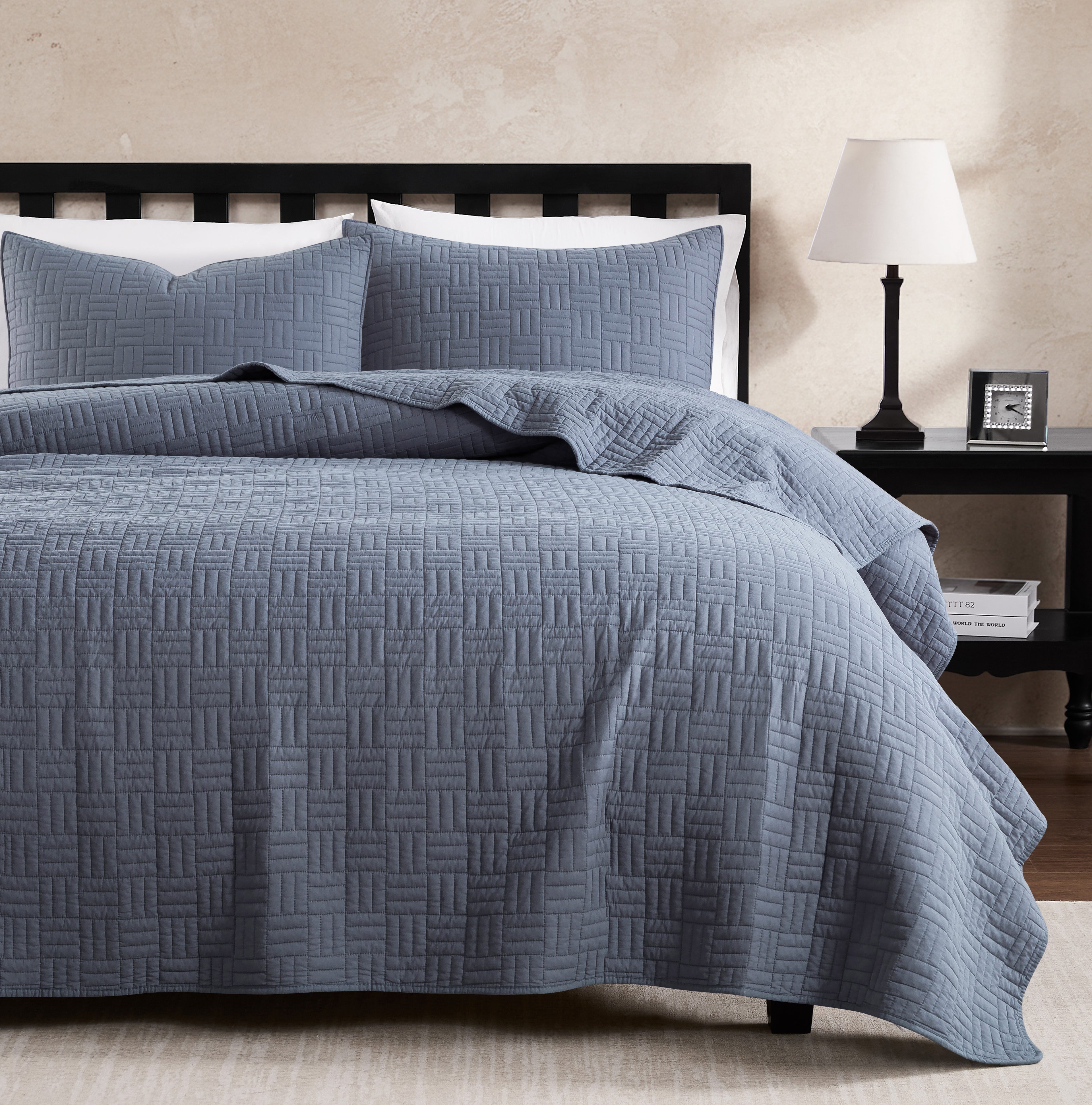 palassio 100% Cotton Textured Lightweight Quilt Sets with 2 Pillow Shams