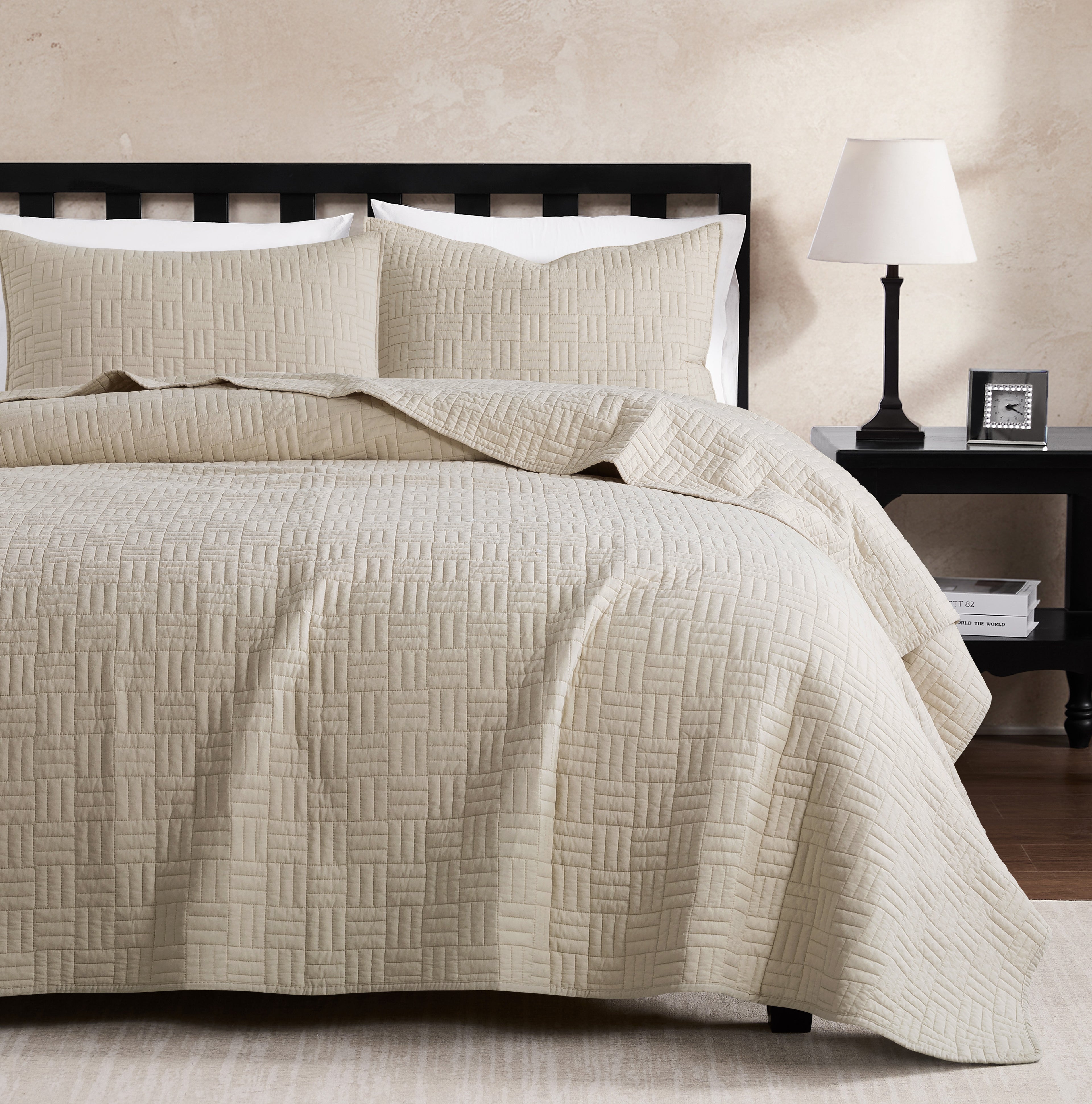palassio 100% Cotton Textured Lightweight Quilt Sets with 2 Pillow Shams