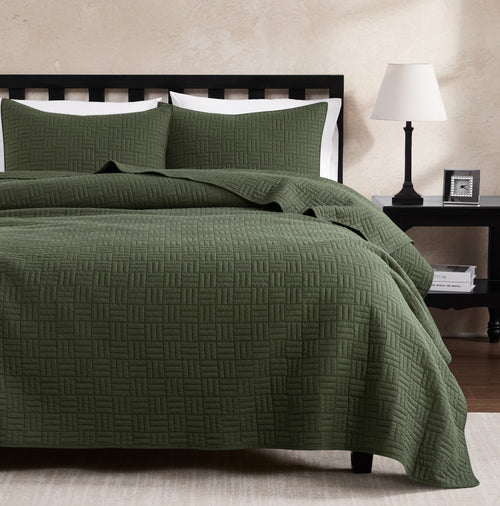 palassio 100% Cotton Textured Lightweight Quilt Sets with 2 Pillow Shams