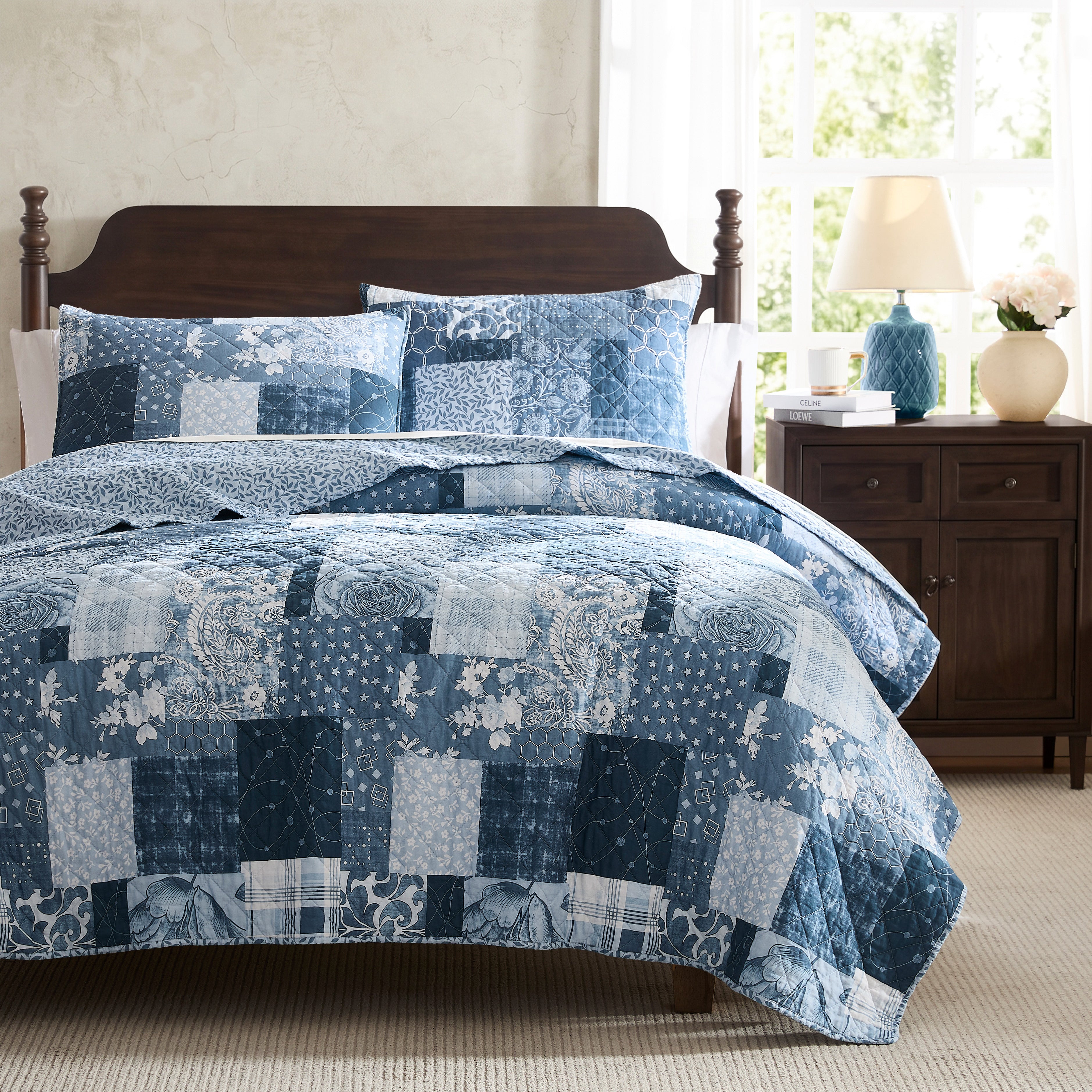 palassio 100% Cotton Reversible Patchwork Quilt Set